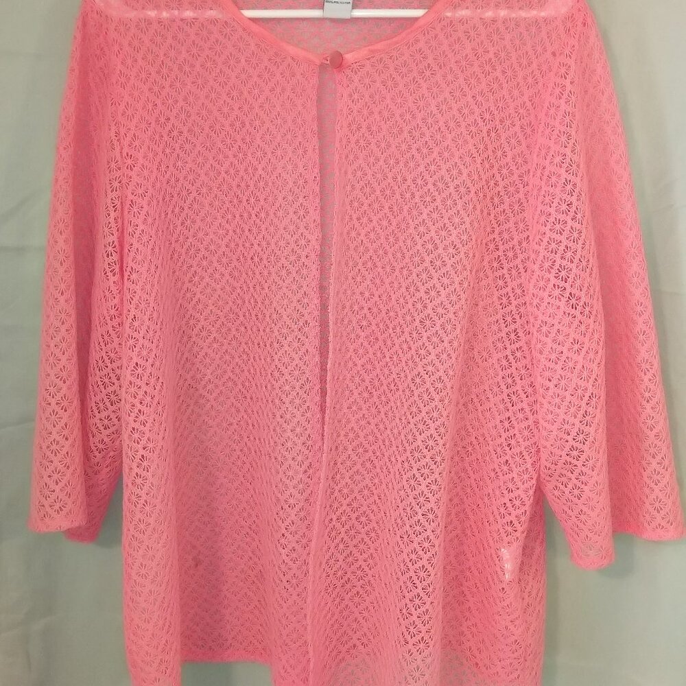 Women's JL STUDIO CARDIGAN top Size 22W Orange 3/4 sleeve
